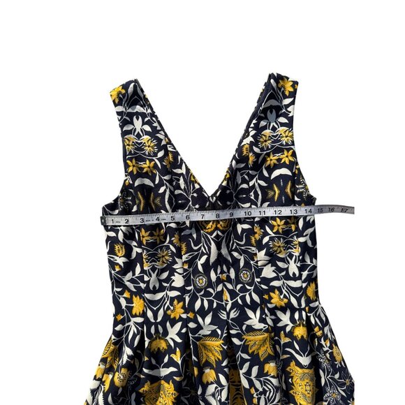 Floral Women’s Sleeveless A-Line Dress Navy Blue/Yellow Size M Polyester - Picture 4 of 7